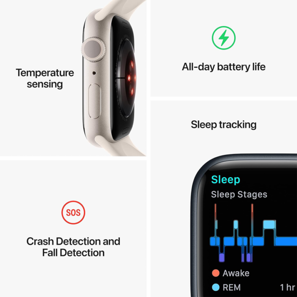 APPLE WATCH SERIES 8 GPS 41MM STARLIGHT ALUMINIUM CASE WITH STARLIGHT SPORT BAND