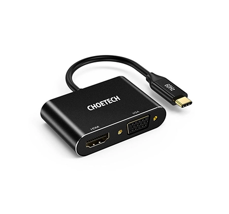 HUB-M17 - CHOETECH,2 in 1 USB-C Adapter.HDMI.VGA,USB-C