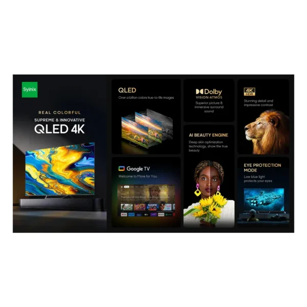 SYIN65Q61 - SYINIX TV LED 65 QLED GOOGLE ULTRAHD 4K, ANDRIOD TV.HDMI.USB