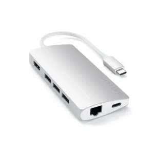 ST-TCMA2S SATECHI USB-C HUB THUNDERBOLT3 MULTI-PORT 8-IN1 ADAPTER 4K ETHERNET V2 SILVER